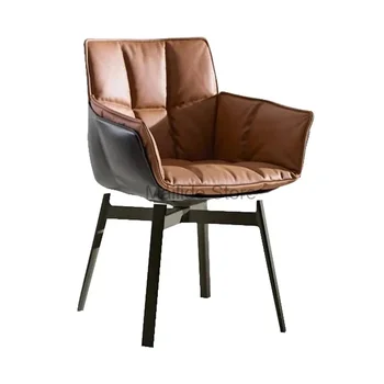 Итальянский стиль Легкие роскошные обеденные стулья Дизайнерское кресло Современное ресторанное мебель Вращающееся кресло для отдыха Домашний обеденный стул