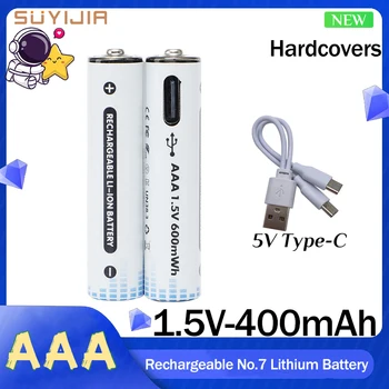1,5 В AAA 600 мВтч Перезаряжаемые литиевые батареи No 7 для игрушек Пульт дистанционного управления Обучающая машина Игрушки с быстрой зарядкой USB Type-c