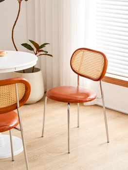 Стул: Домашний обеденный стул, современный стул из ротанга с простой спинкой