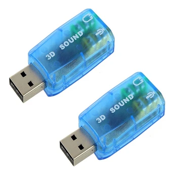 2X USB на 3,5 мм Микрофон Разъем для наушников Стереогарнитура 3D Звуковая карта Аудиоадаптер ПК