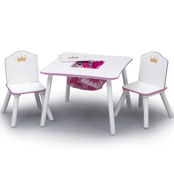 Набор столов и стульев для малышей Delta Children Princess Crown с местом для хранения, Greenguard Gold, дерево, розовый детский стол