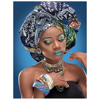 Алмазная живопись Полное круглое сверло Африканская таможня Экзотические женщины Раскраска бриллиантами Arts By Number Kits
