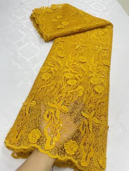  французское золото блестки сетчатая кружевная ткань 2023 высокое качество африканская 3D кружевная ткань нигерийская вышивка тюль вечеринка кружевная ткань