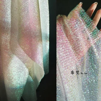 Лазерное плетение Иллюзия Сетка Градиент Дизайнерская ткань Сделай сам Сценическая мода Текстурированные блестящие ткани ручной работы