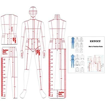 Мужская мода Иллюстрация Линейка Рисунок Шаблон Акрил Для Шитья Гуманоидный Узор Дизайн, Измерение Одежды
