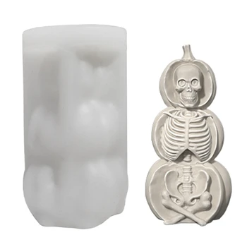 Pumpkim Skull Candle Mold Хэллоуин Свеча Пресс-форма для DIY Свечные штукатурки Декор
