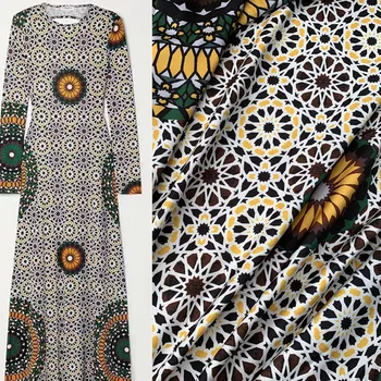  Европейское лето новая женская тонкая атласная ткань высококачественная ткань для рубашки с цифровой печатью в этническом стиле