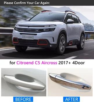 Для Citroen C5 Aircross 2017 2018 2019 2020 2021 ABS Хромированная наружная дверная ручка Крышка крышки Наклейка Отделка Аксессуары для стайлинга автомобиля