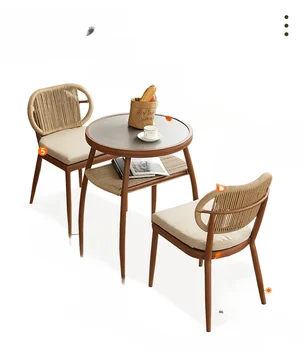  Балконные столики, комбинированный набор из трех предметов, чайные столы для отдыха на открытом воздухе, водонепроницаемые стулья со спинкой во дворе