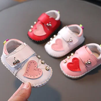 Новый 0-1 и полуторагодовалая девочка Детская прогулочная обувь Мягкая подошва Обувь для малышей Симпатичная принцесса Обувь Удобная