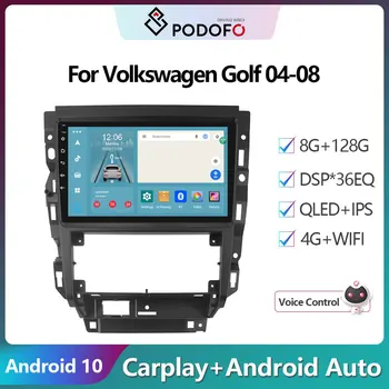 Podofo 2 din Android10 Автомагнитола Multimidia Видеоплеер для Volkswagen 04-08 / Golf 04-06 GPS Навигация 2din Carplay Авто Стерео