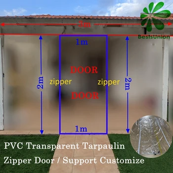  ПВХ прозрачная непромокаемая ткань на молнии брезент 0,32 мм на открытом воздухе водонепроницаемый брезент настроить дверную занавеску
