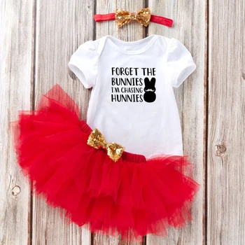 Рубашка кроликов Пасхальная девочка Смешная пасхальная одежда для новорожденных Одежда для новорожденных Одежда для новорожденных Кролик Одежда для новорожденных Летние детские рубашки