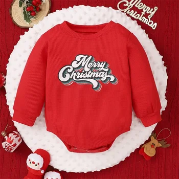 Новорожденный Мальчик Девочка Рождественский наряд Счастливого Рождества Толстовка Комбинезон Санта-Клаус Детская осенне-зимняя одежда