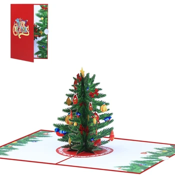 Праздничная поздравительная открытка с 3D рождественской елкой Напишите свое сообщение