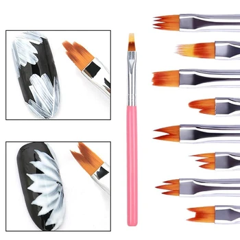 8Pcs Color Paint Pen Set Pink Petal Pen Кисть для ногтей Короткая кисть для ногтей