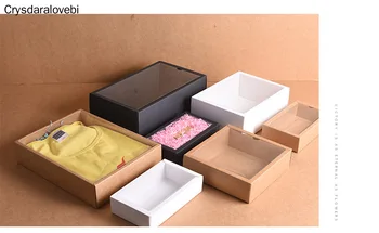  10 шт. ПВХ окно подарочная коробка упаковочная коробка подарочная коробка Cajas de Carton Складная коробка из крафт-бумаги с прозрачным