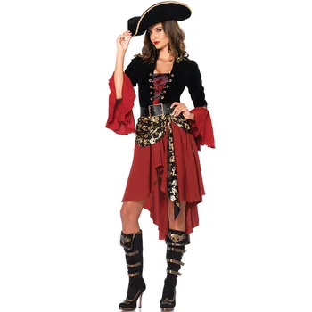 Хэллоуин 3XL большие размеры женский костюм сексуальный пиратский косплей костюм