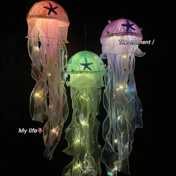  Медузы Светящиеся фонари DIY Материал Под Морем Русалка День Рождения Океанские Животные Морская Звезда Панцирь Девушка День Рождения