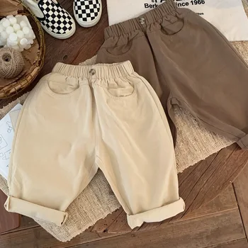 Детские брюки для мальчиков в японском стиле 2023 Весна Осень Новый хлопок для девочек Baby Casual Однотонные свободные простые брюки для детей