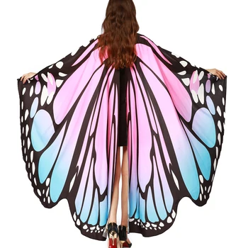 Fairy Ladies Butterfly Cape Soft Refinement Богато украшенная ткань Крылья бабочки для Хэллоуина Одевалка Костюм Аксессуар