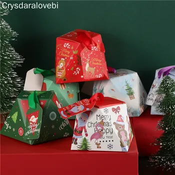 Новая коробка конфет Рождественские подарочные коробки Рождественские украшения для дома Подарочные пакеты с лентой Упаковка Бумажный пакет Вечеринка Сувенирные принадлежности