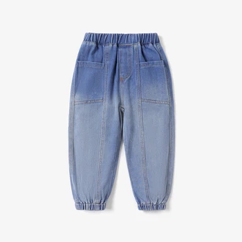 PatPat Малыш Мальчик / Девочка Однотонные джинсовые брюки с заплатками