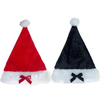 Семья Рождество Санта Шапка Галстук-бабочка Плюшевые шапки Санта-Клауса Праздничный NoelHat Новогодний рождественский подарок Украшение дома