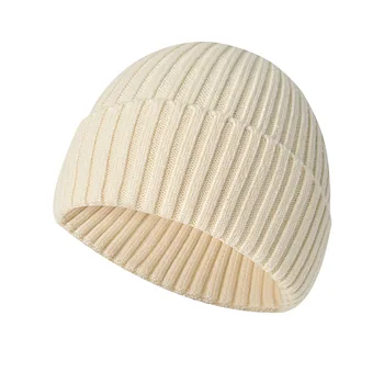 Зимняя вязаная шапка для мужчин и женщин, толстая теплая шерстяная шапка, холодная шапка, повседневная фланцевая шапка-пуловер