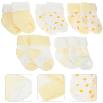 5 пар детских носков для малышей для новорожденных детей тапочки зимние для теплой обуви высокая лодыжка