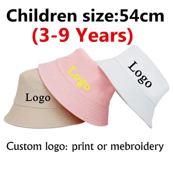 Детская повседневная шляпа-ведро с логотипом на заказ для девочек 100% хлопок рыбацкая кепка Мальчик детский леизру шапка Шляпы от солнца Девочки Детские шляпы с вышивкой