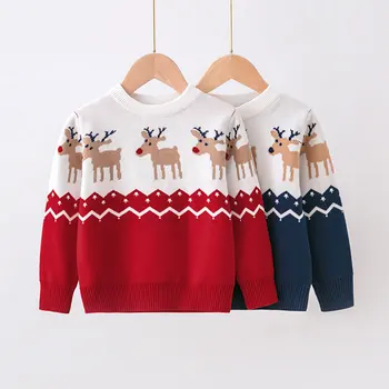 2023 Рождественский трикотаж Детские модные вязаные свитера Маленькие девочки Милый новогодний свитер для мальчиков Теплые приятные для кожи толстовки