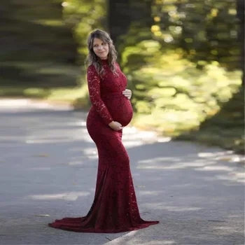 Baby Shower Кружевные платья для беременных для фотосессии Длинное причудливое платье для беременности Elegence Беременные женщины Макси Платье Фотография Реквизит