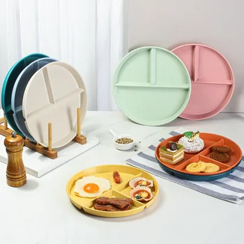 Отдельная тарелка для завтрака для перекуса Трехсетчатая бытовая посуда для взрослых детей Уменьшение жира Разделительные студенческие обеденные тарелки