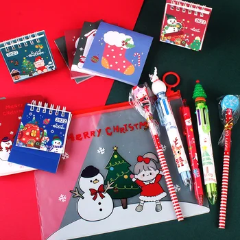 Sharkbang 2022 8 шт./компл. Рождественский подарочный набор Сумка для файлов, карандаш, гелевая ручка, блокнот Детский подарок Приз Школьные канцелярские принадлежности Принадлежности