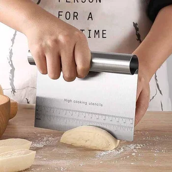 Нержавеющая сталь Тесто для пиццы Скребок Резак Выпечка Кондитерские лопатки Инструменты для резки тортов с измерительной шкалой Кухонные аксессуары
