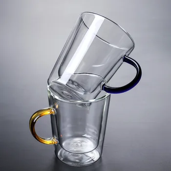 Двойная изолированная стеклянная кофейная чашка 300 мл Стеклянная кружка Бытовая кружка для питья Виски Стеклянная стеклянная кофейная кружка для коктейлей
