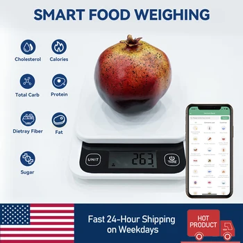  Горячая продажа в США 5 кг / 1 г Умные пищевые весы для калорий Кухня Цифровые электронные весы Кулинария Выпечка Измерительные весы с приложением
