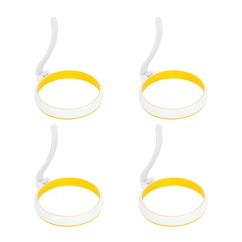4-дюймовый набор силиконовых колец для жареных яиц, 4 шт., круглая форма для блинов, бутерброд для завтрака, кольцо с антипригарным покрытием для жарки