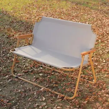  Складной стул на открытом воздухе Портативный двухместный складной диван Кресло на открытом воздухе Отдых Кемпинг Спинка Кресло