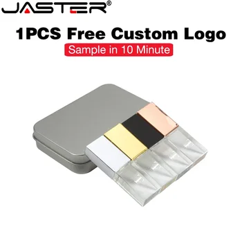 JASTER Crystal USB Флэш-накопитель 128 ГБ Бесплатный флеш-накопитель с логотипом 64 ГБ Креативный подарочный USB-накопитель 32 ГБ Водонепроницаемый U-диск 16 ГБ Коробка 8 ГБ