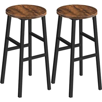 Барные стулья MAHANCRIS, набор из 2 круглых барных стульев с подставкой для ног, кухонные барные стулья для завтрака, для столовой, кухни
