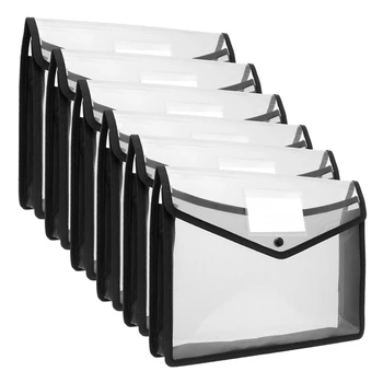 6 шт. A4 Емкость Пластиковый пакет Файл Органайзер Сумка для документов Сумка для хранения канцелярских принадлежностей