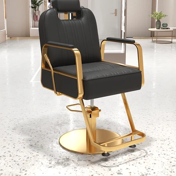 Золотые эстетические парикмахерские кресла Вращающееся кожаное роскошное вращающееся кресло Салон красоты Sillas Barberia Парикмахерское оборудование MQ50BC