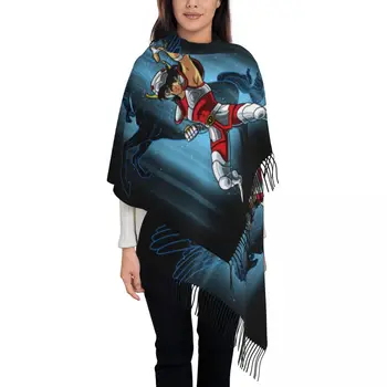 Индивидуальный печатный шарф Seiya Of Pegasus Женщины Мужчины Зима Осень Теплые Шарфы Saint Seiya Knights Of The Zodiac Shawl Wrap