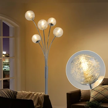 Современные светодиодные торшеры Globe с 5 лампами Высокое освещение для дерева в гостиной и спальне Mid Century G9 Bulb