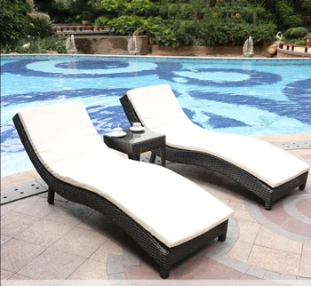  индивидуальный на открытом воздухе S-образная пляжная кровать для отдыха из ротанга плетеная кровать вилла сад бассейн шезлонг стул на открытом воздухе имитация ротанга