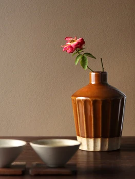 Продукт можно настроить. Керамические вазы ручной работы, японский ретро домашний декор, гостиная, украшение сухими цветами