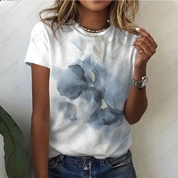летняя модная женская футболка 3D-печать любовный узор с короткими рукавами футболка горячая продажа женская уличная одежда с круглым вырезом повседневная рубашка