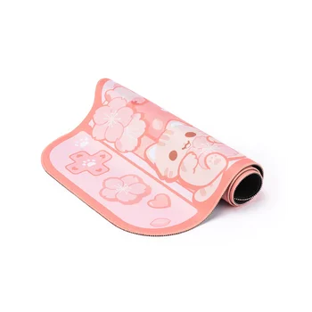 Очень большой коврик для игровой мыши Kawaii для милого розового настольного коврика для кошек сакуры, водонепроницаемый нескользящий ноутбук, настольные аксессуары